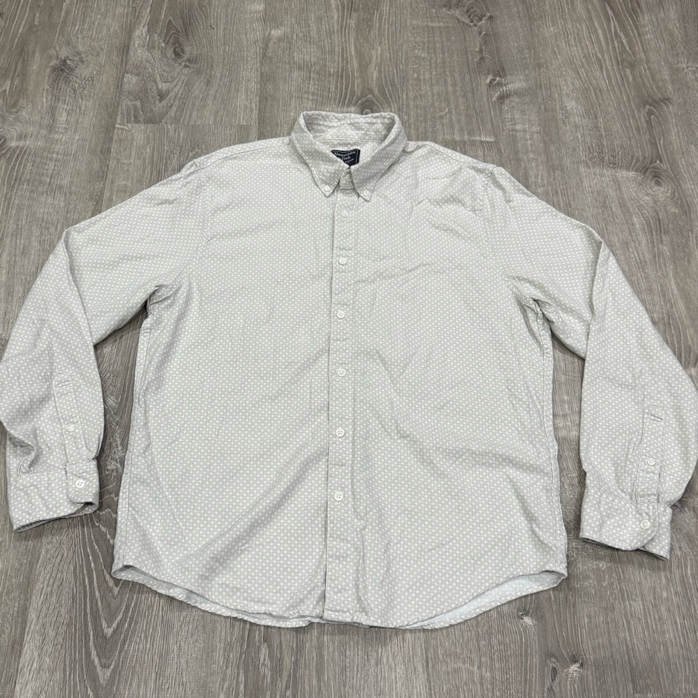 Abercrombie & Fitch White square Polka Dot like Men's Shirt size XL